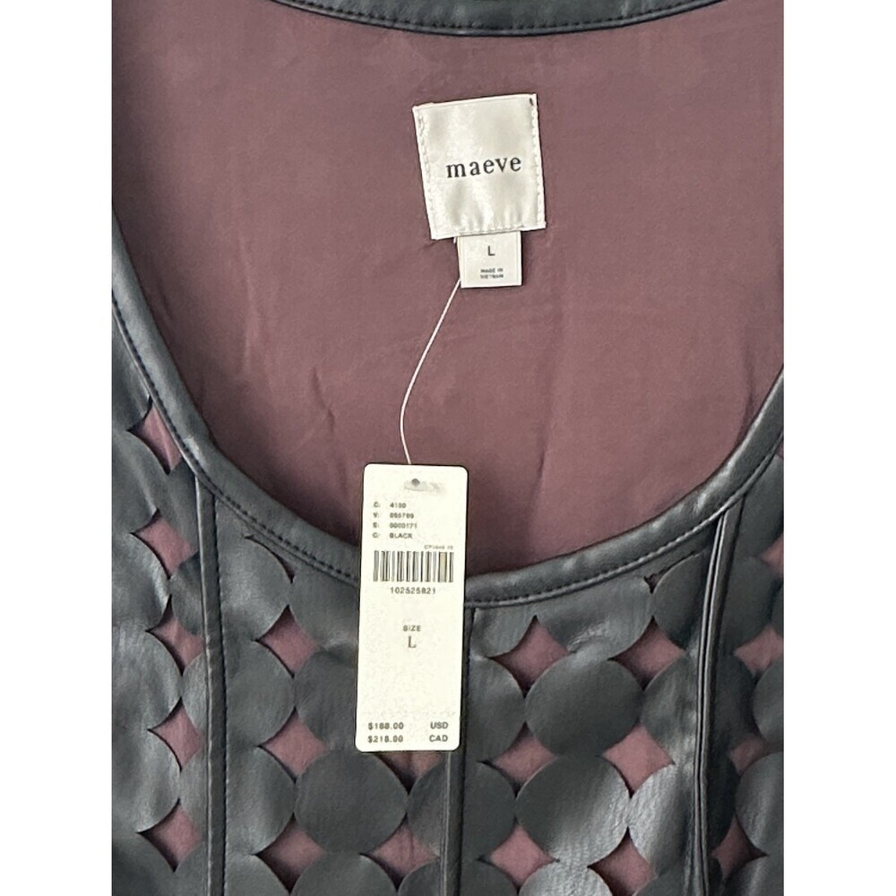 NWT Anthropologie Maeve Faux Leather Sleeveless Swing Dress L Black $198 Party - Picture 9 of 10